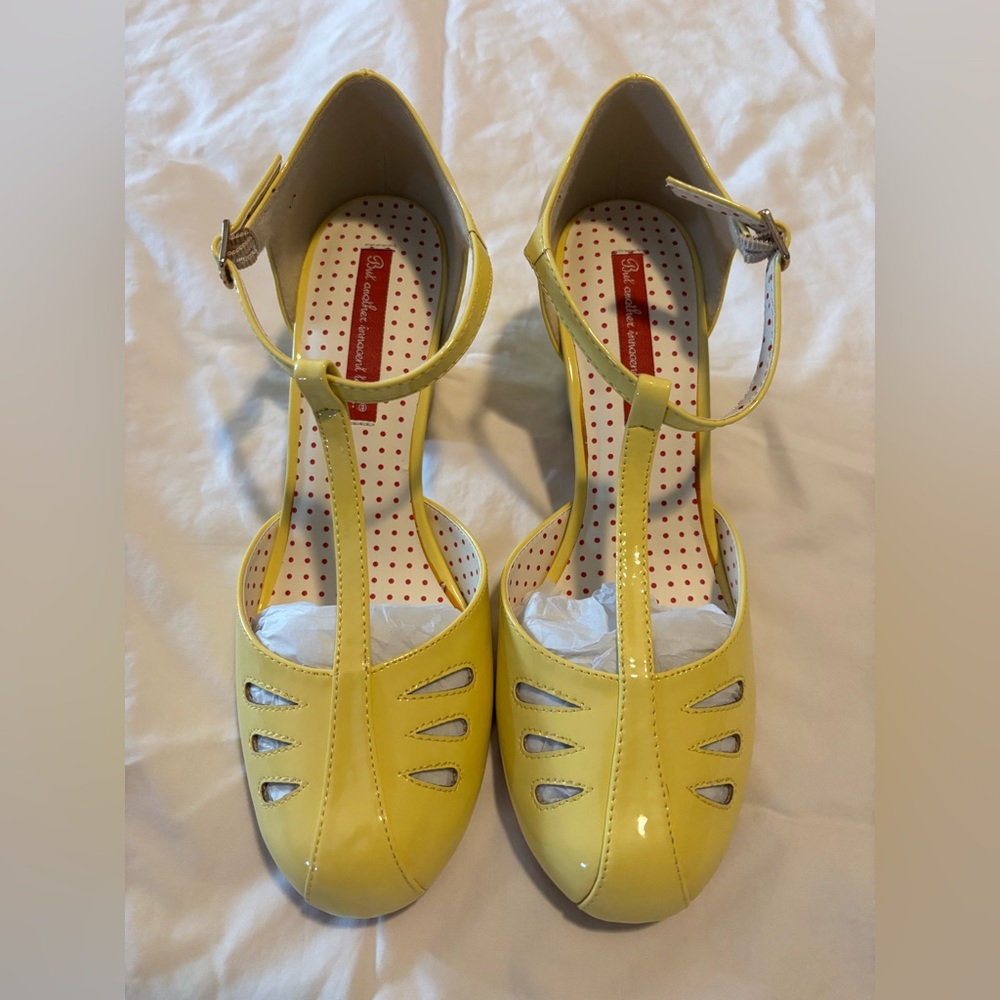 Yellow T-Strap Women Shoes